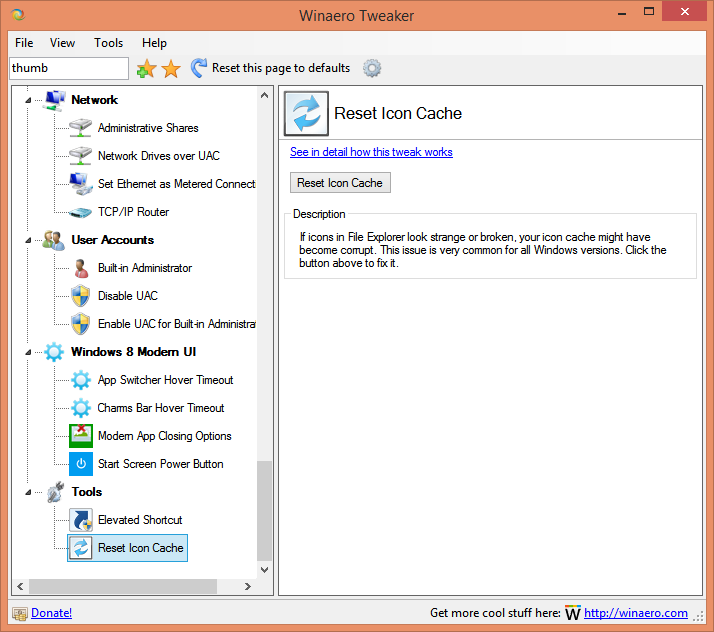 Reparar Caché de Iconos en Windows 11 y 10: Mejores Herramientas de Un Clic (Sin Comandos) 38 Winaero Tweaker reset icon cache