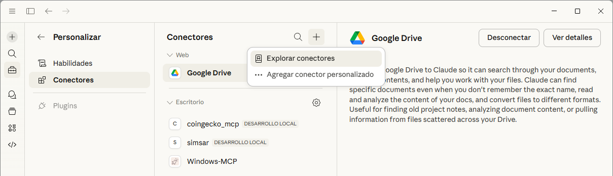 barra lateral personalizar conectores