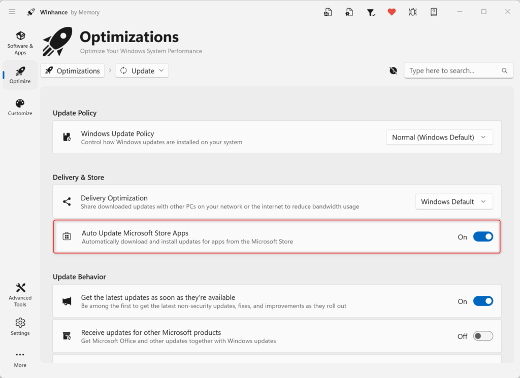 disable the automatic updates for microsoft store apps