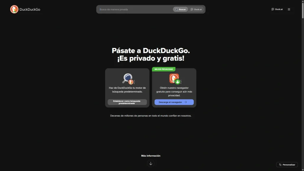 Las mejores alternativas a Google: buscadores para privacidad, IA y más en 2026 35 duckduckgo