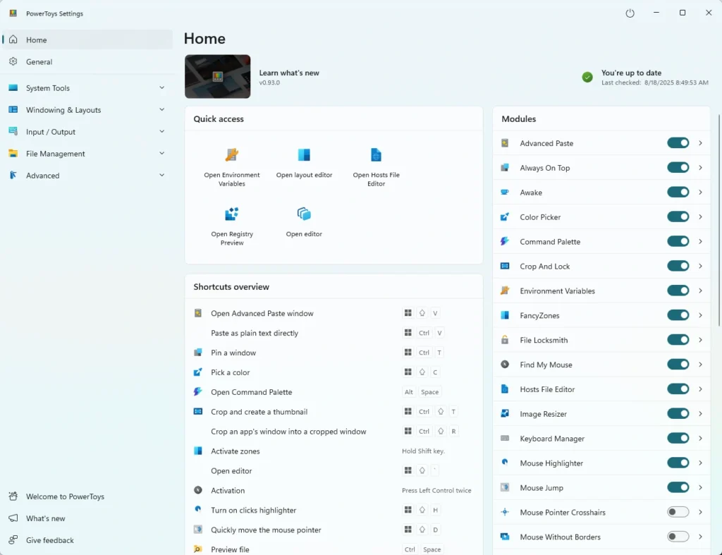 Los 50 mejores programas gratis para Windows 11 40 powertoys settings home