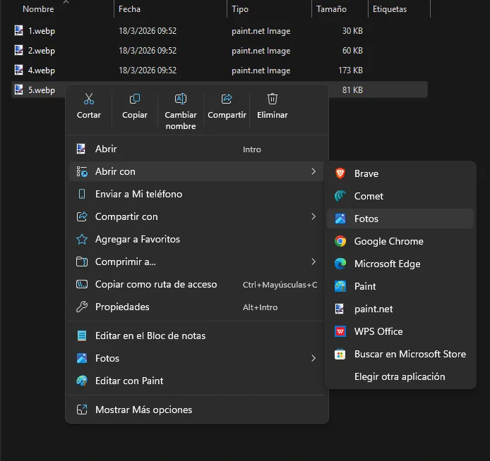 Cómo abrir archivos WebP en Windows