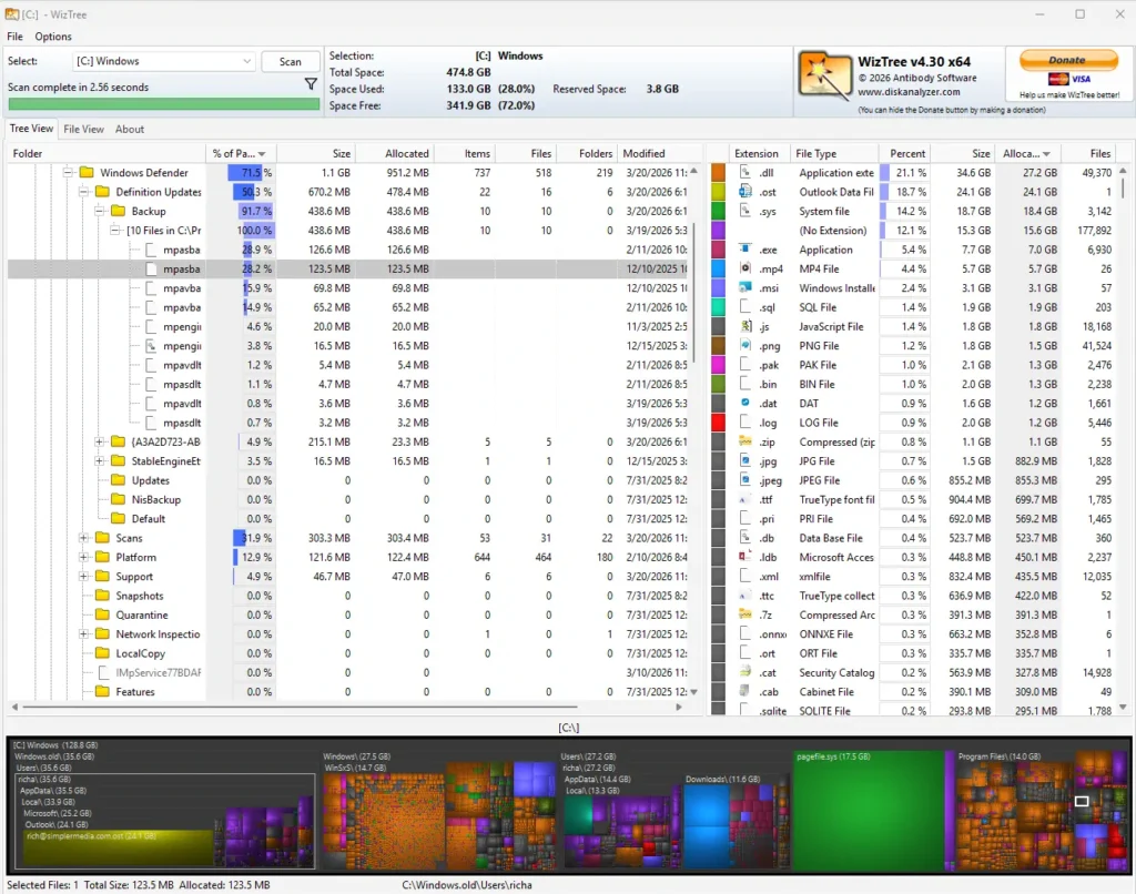 Cómo liberar espacio en Windows con WizTree (rápido y fácil) 36 wiztree treemap 4
