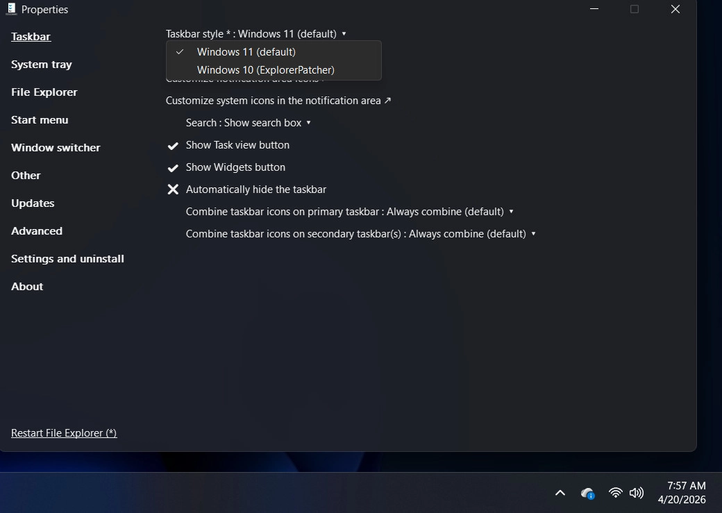 ExplorerPatcher: Qué es y cómo usarlo para que Windows 11 luzca como Windows 10