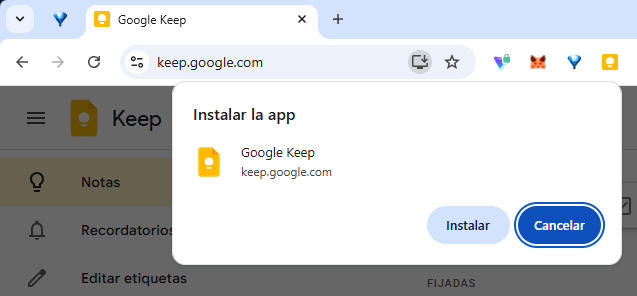 Cómo instalar Google Keep en Windows