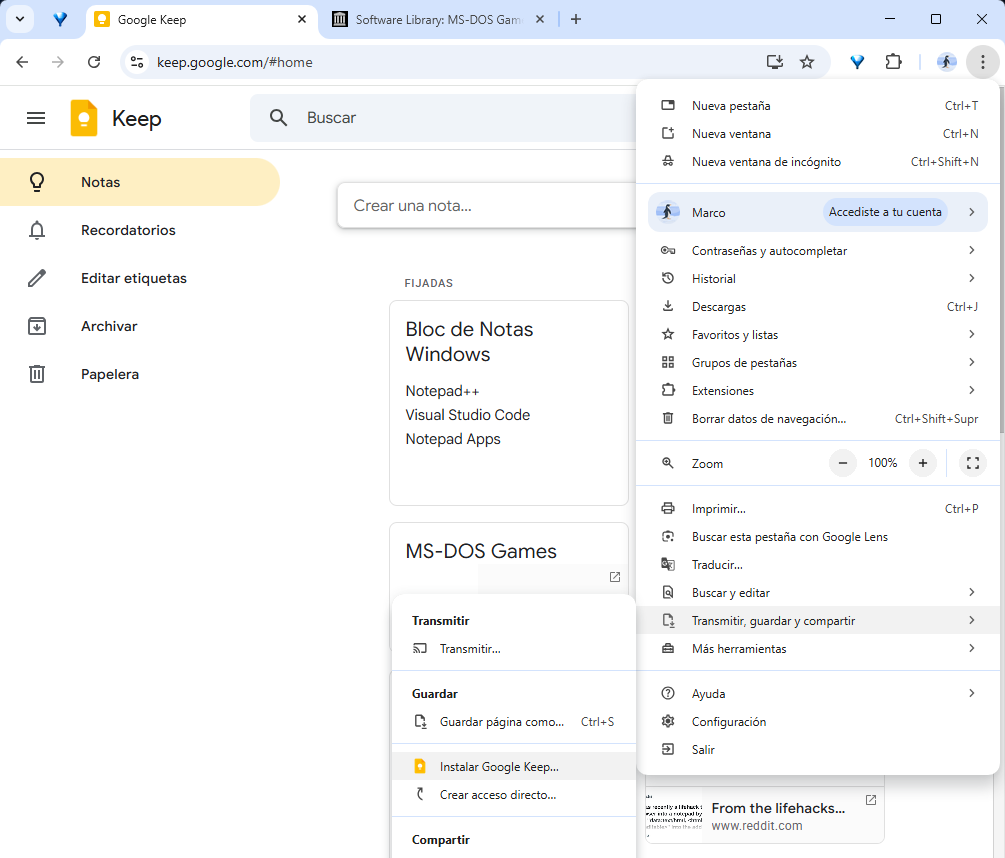 Cómo instalar Google Keep en Windows