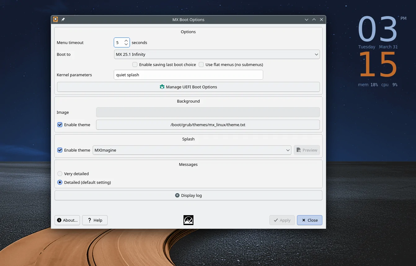 mx tools mx boot options overview
