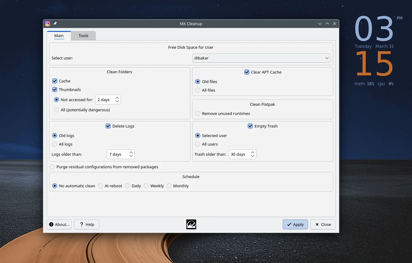 mx tools mx cleanup overview