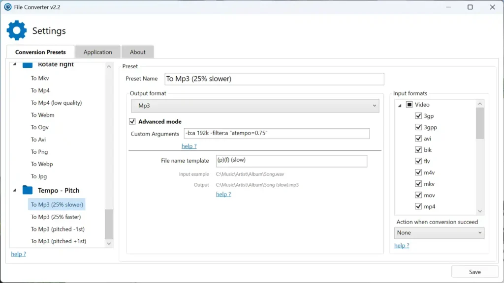 File Converter: convierte archivos al instante desde el clic derecho en Windows 42 option change pitch mp3