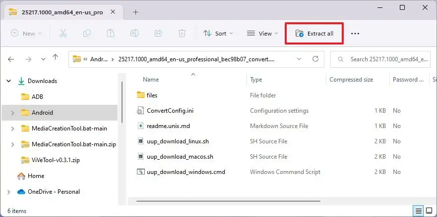 uup dump zip extract scripts