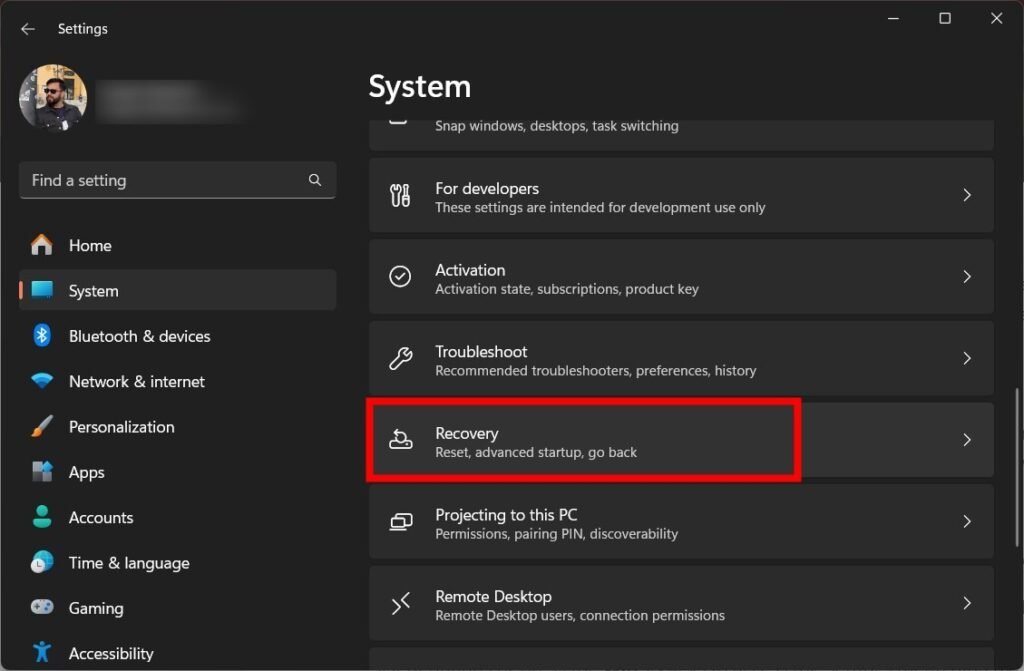 1713705433 windows 11 recovery option settings