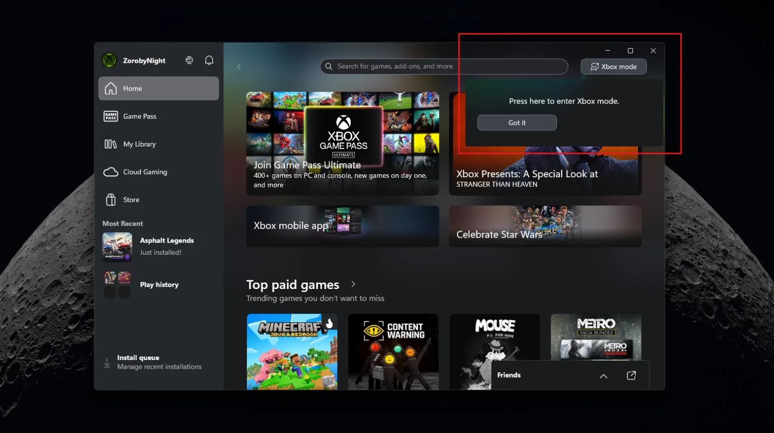 Pop up that asks you to enter Xbox Mode in the Xbox app 1536x860 1