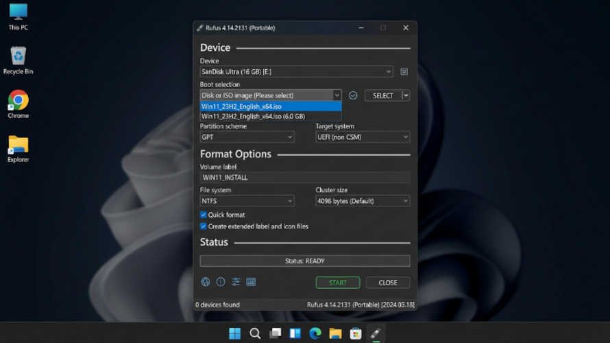 Cómo Crear un Pendrive de Arranque con Windows 11 en 2026: 4 Métodos Paso a Paso 34 Rufus 4.14 configurado para crear pendrive booteable con Windows 11 en modo UEFI y GPT