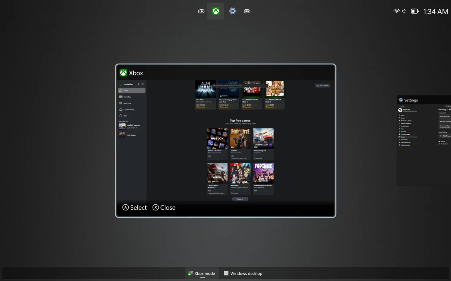Switching between Xbox Mode and Desktop 1536x960 1