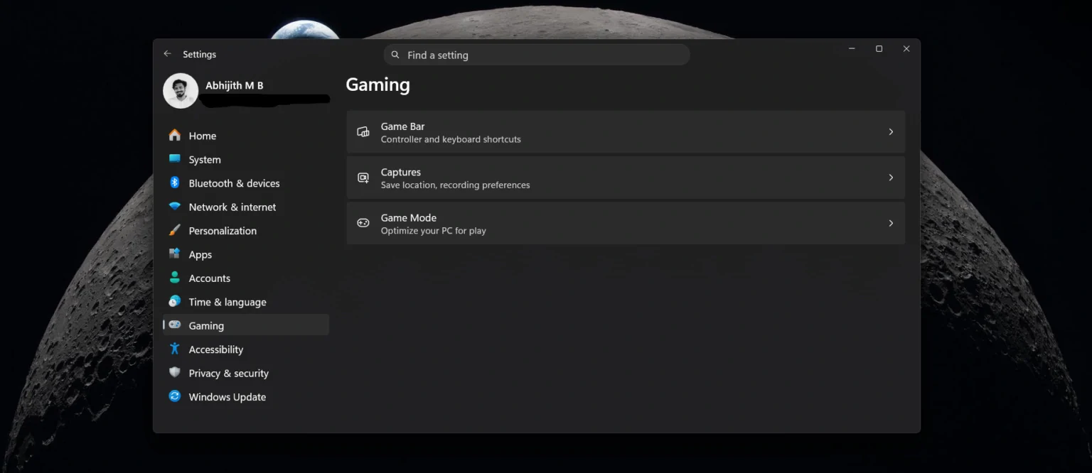 Windows 11 Gaming settings page before getting Xbox mode 1536x666 1