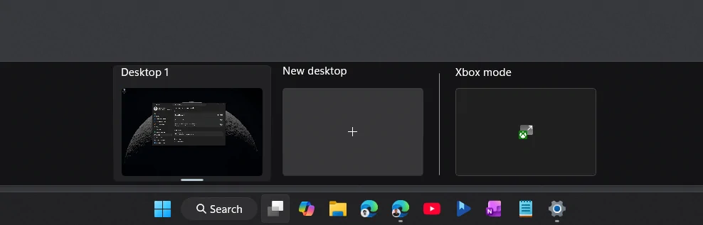Xbox mode in Task View