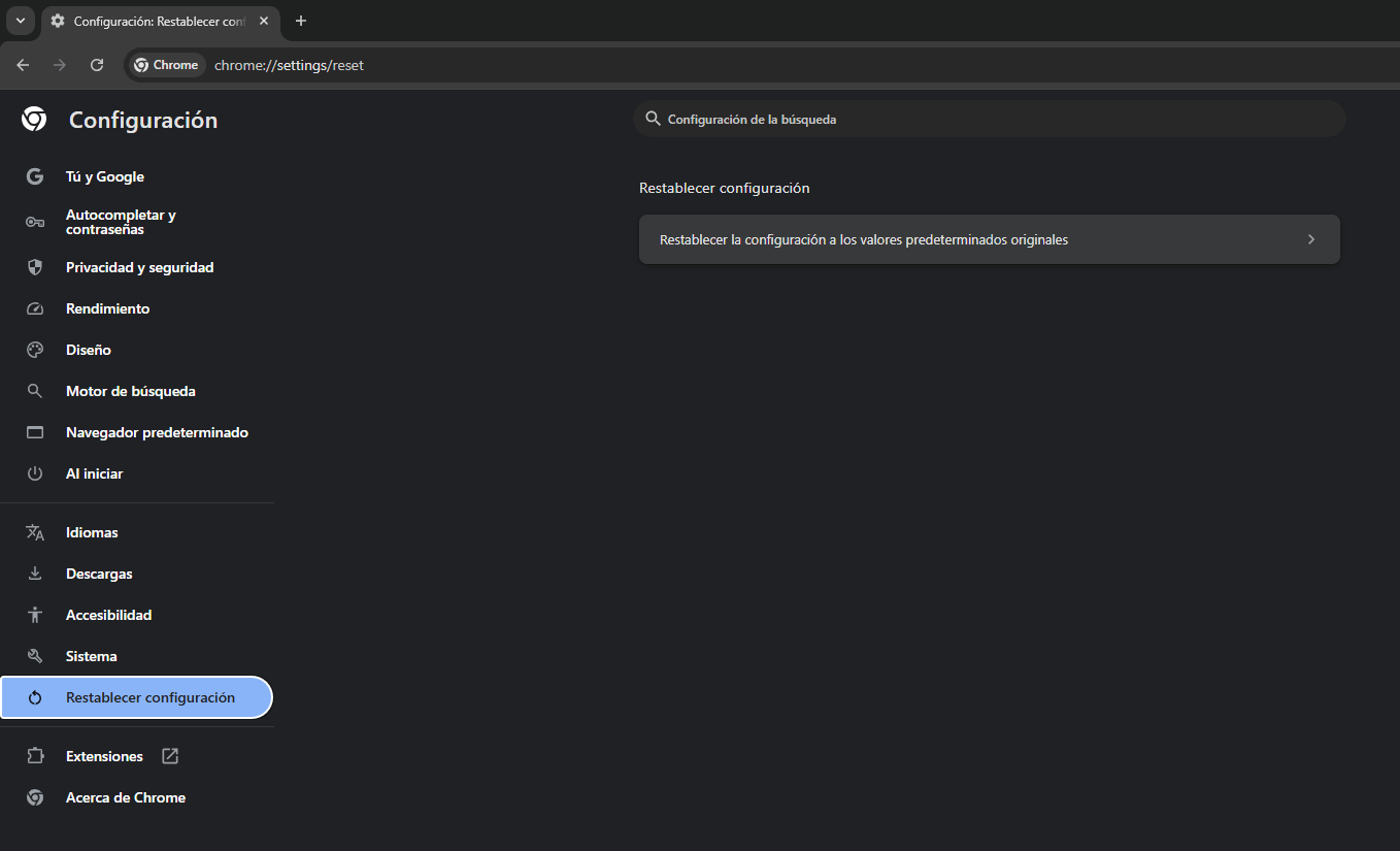 Cómo restablecer Google Chrome a valores de fábrica