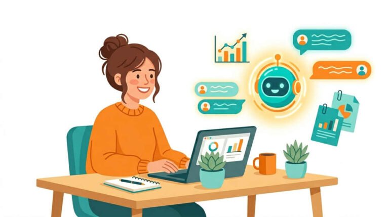 IA para PYMES: dueño de pyme usando inteligencia artificial para automatizar su pequeña empresa sin conocimientos técnicos