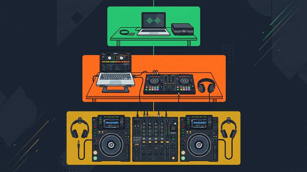 Equipo para DJ: Guía Completa del Setup Ideal en 2026 36 Setup DJ por presupuesto — básico, intermedio y profesional comparados