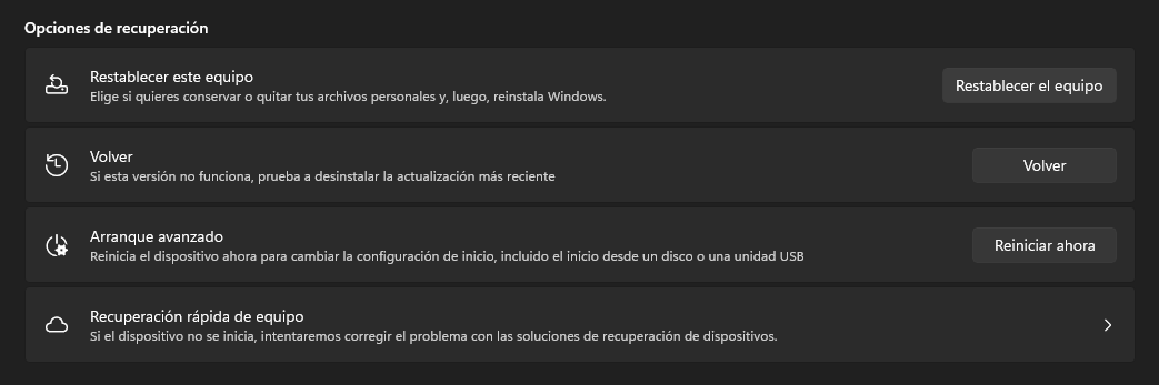 restablecer equipo
