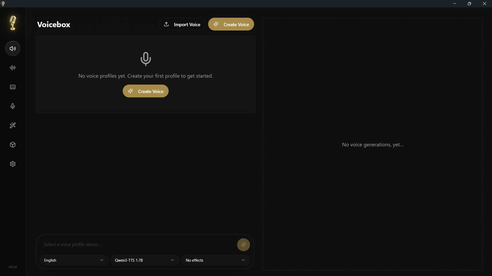 Voicebox: la alternativa gratuita y de código abierto a ElevenLabs 37 voicebox user interface after opening the app