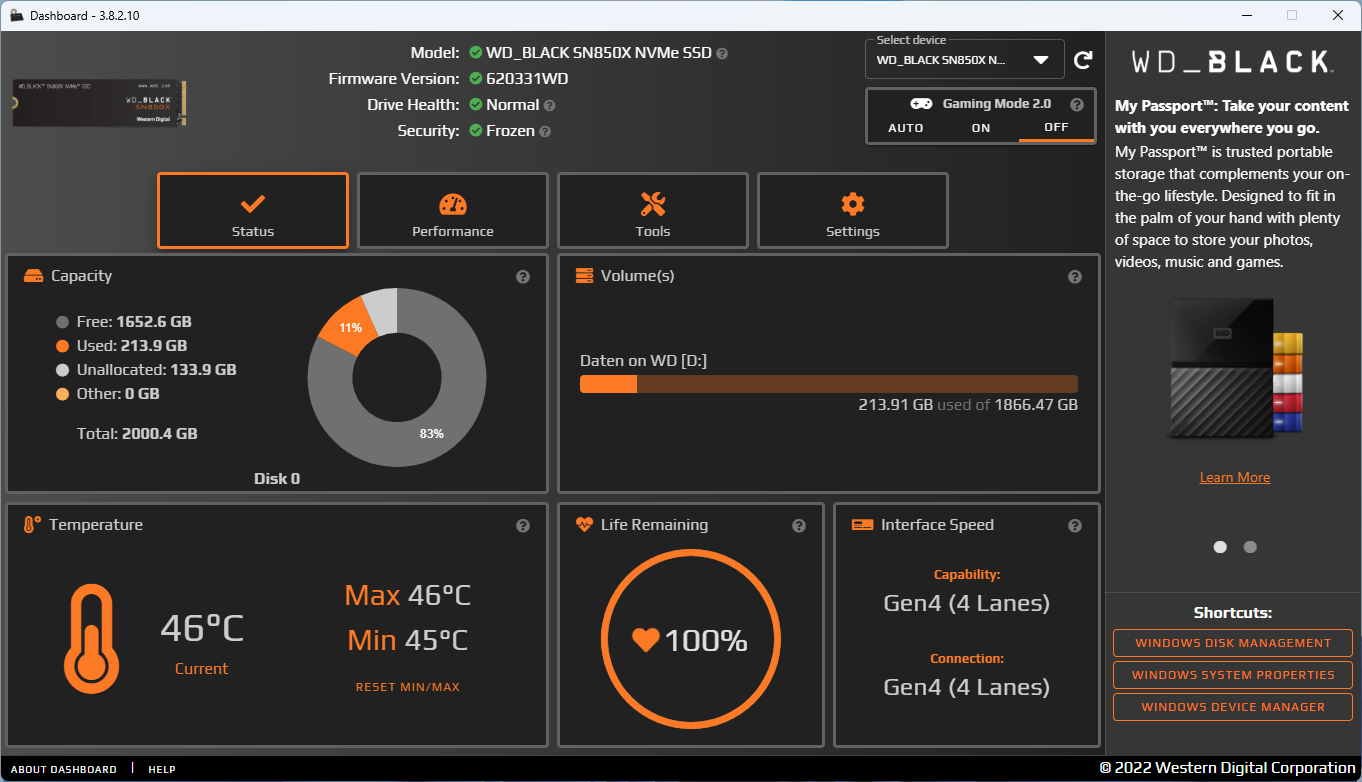 wd dashboard