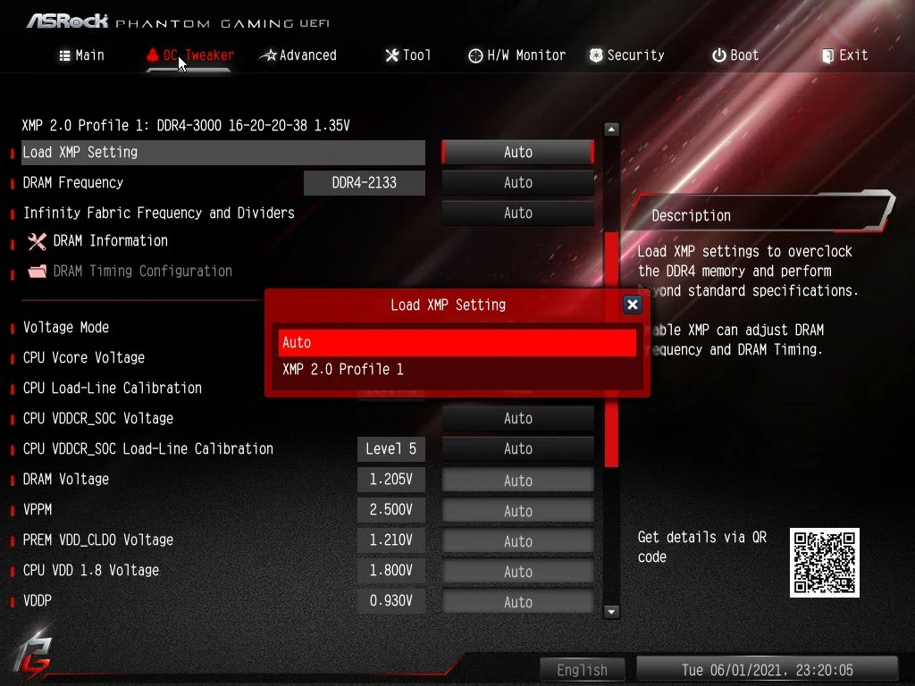 ASRock Bios Screenshot 3 Setting up XMP Memory Profiles