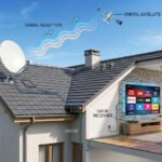 Antena parabólica en techo captando señal FTA de televisión satelital gratis