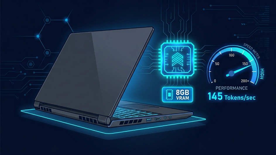 ¿Qué laptop necesitas para correr Ollama? Guía de compra 2026 34 Laptop para Ollama: Laptop gama media con GPU RTX 4060 y 8 GB VRAM ejecutando modelos Ollama de 7B parámetros