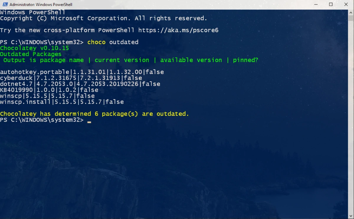 Cómo instalar programas desde la terminal de Windows con Chocolatey 42 outdated chocolatey packages