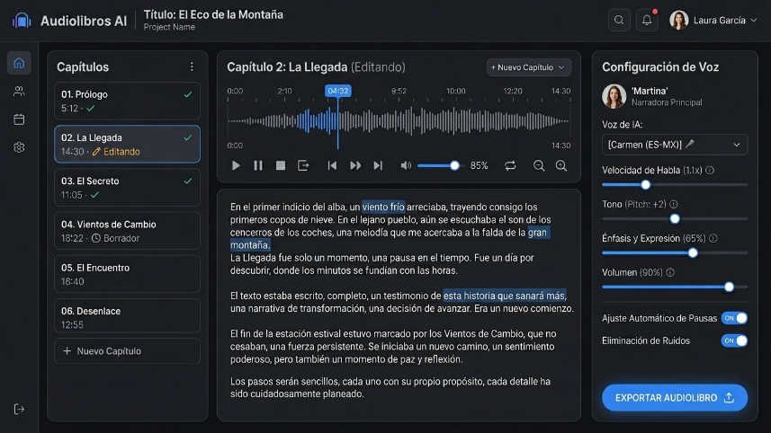 Cómo convertir tu libro en audiolibro con voz IA en español (guía completa 2026) 34 Audiolibro con voz IA en español: panel de ElevenLabs Projects para producir audiolibros con voz IA en español por capítulos