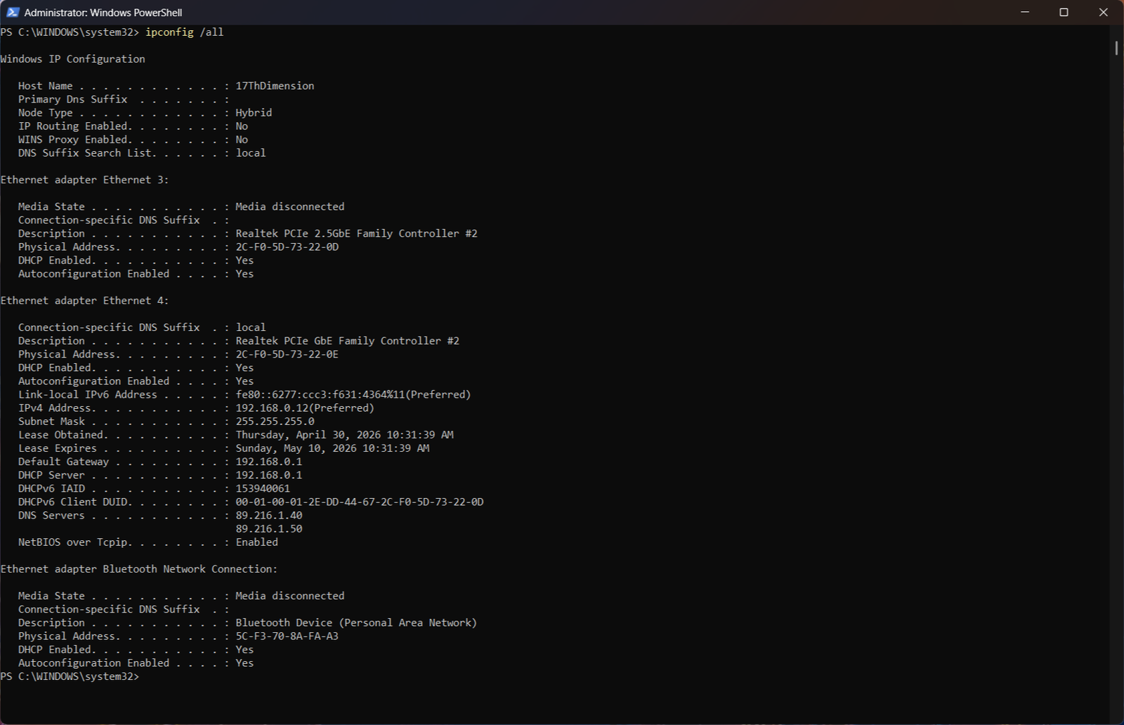 6 comandos de PowerShell que solucionan los errores más comunes de Windows 11 36 running the ipconfig command in windows powershell