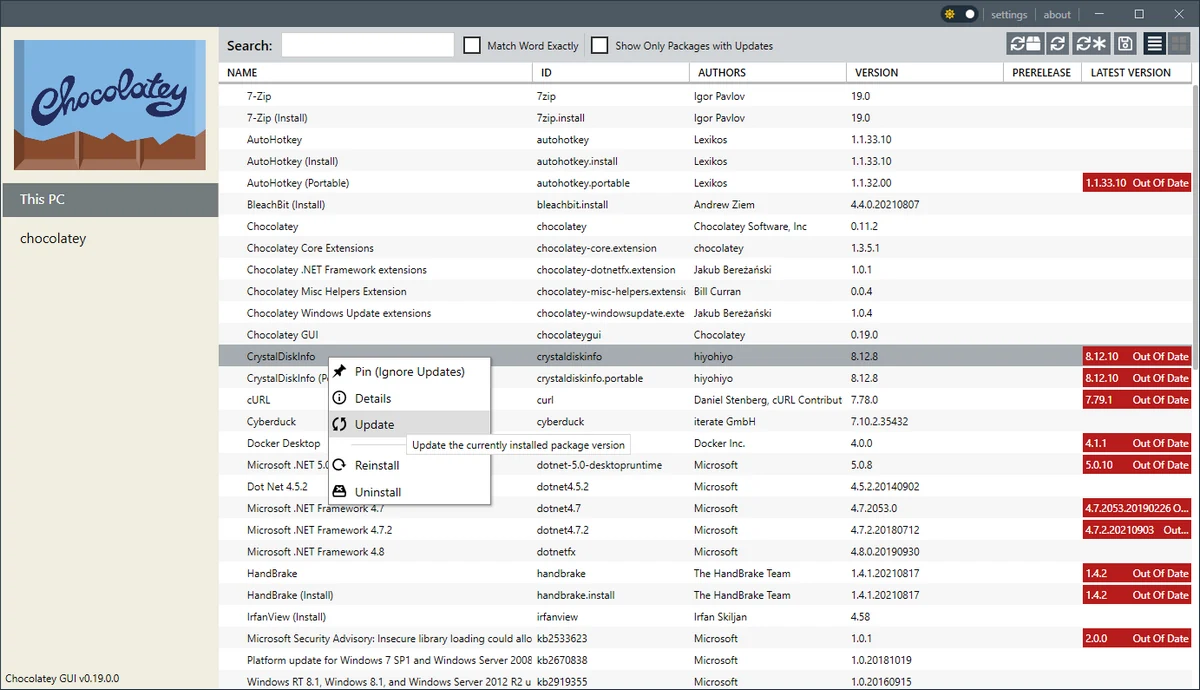 Cómo instalar programas desde la terminal de Windows con Chocolatey 44 update chocolatey package through gui