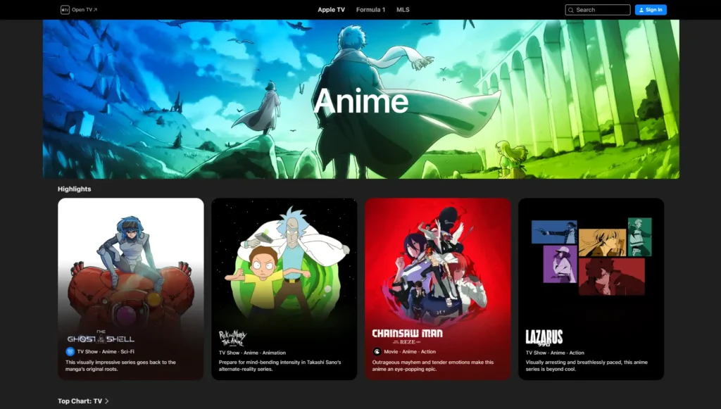 apple tv anime