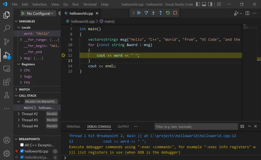 breakpoint debug