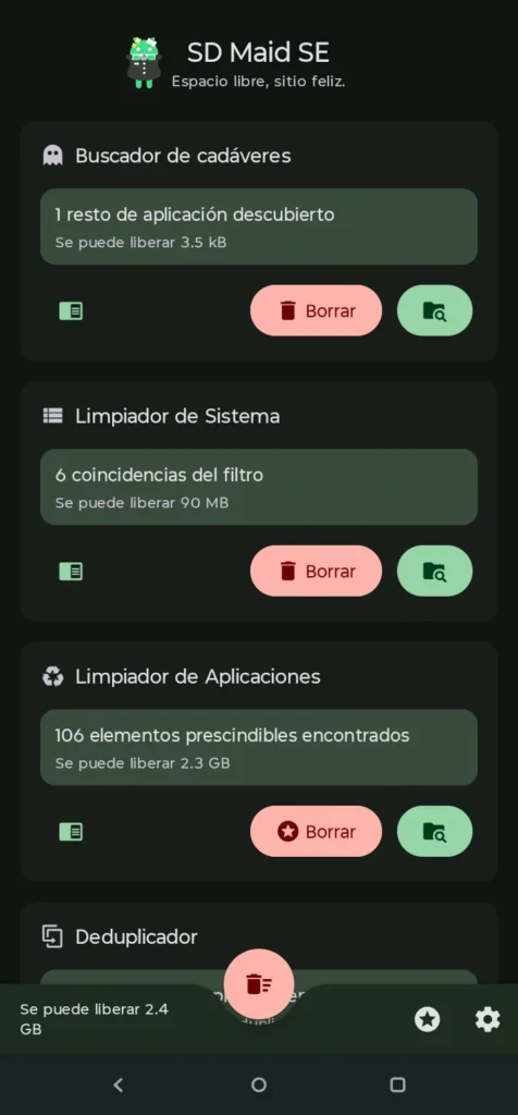 Cómo liberar espacio en Android con SD Maid 2/SE