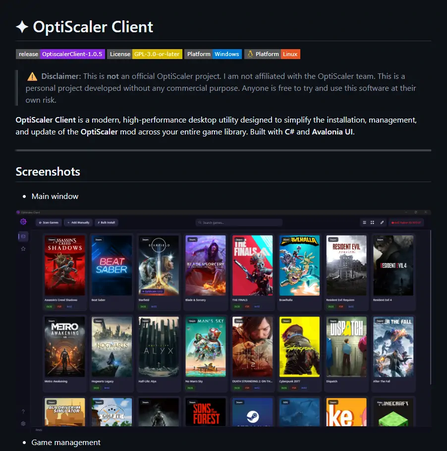 Cómo instalar OptiScaler fácilmente y con un par de clics 35 opti github