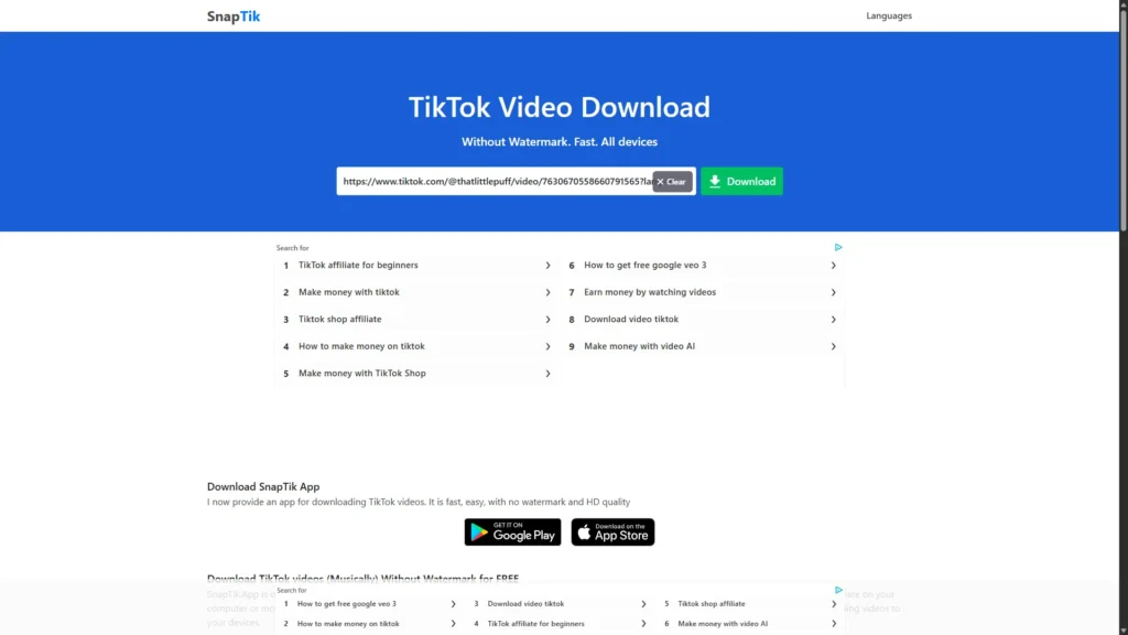 Cómo descargar videos de TikTok sin marca de agua: 7 métodos que sí funcionan 39 tiktok snaptik