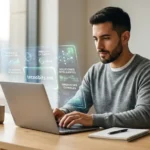 Inteligencia artificial para emprendedores: emprendedor usando inteligencia artificial para gestionar su negocio