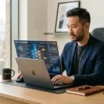 Emprendedor usando un agente de IA en su negocio digital