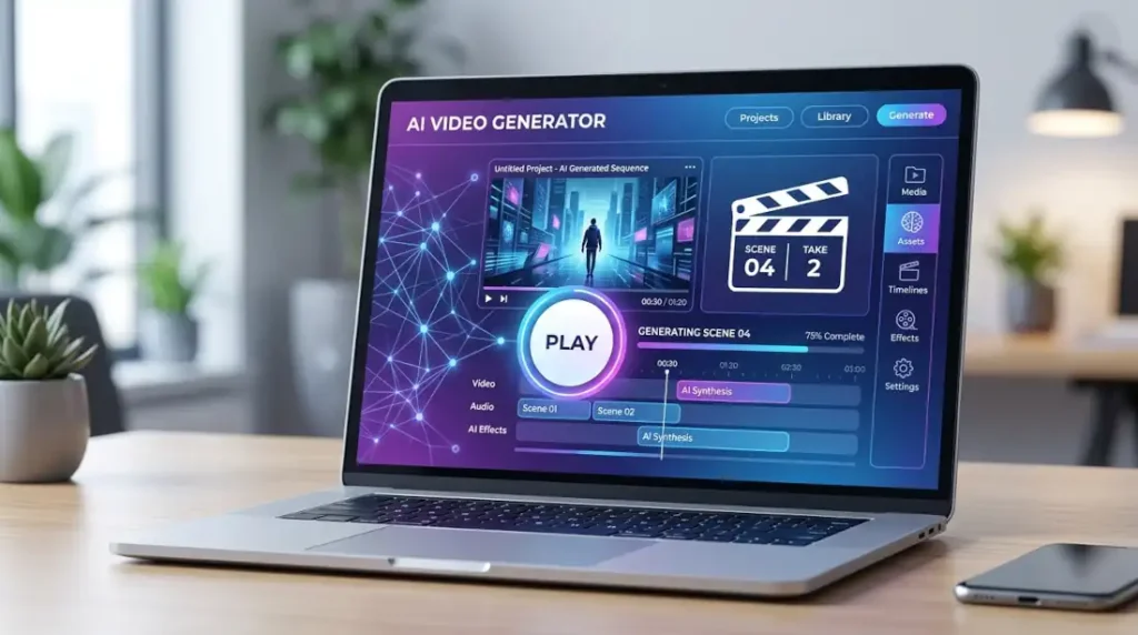 Generador de video con IA mostrando interfaz de creación en 2026