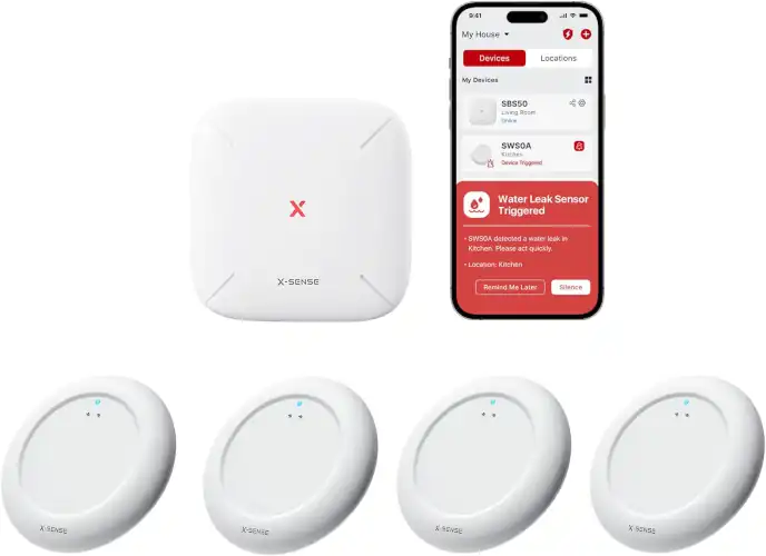15 Gadgets de Cocina Smart e IA para Ahorrar Tiempo en 2026 41 X-Sense Detector de fugas de agua Wi-Fi