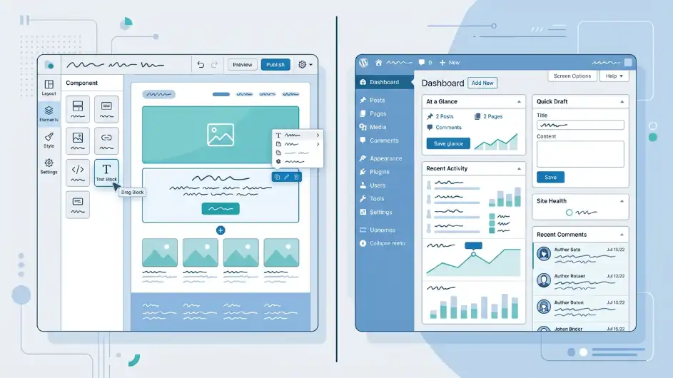 Mejor herramienta para crear tu sitio web: comparativa visual entre builders no-code y WordPress