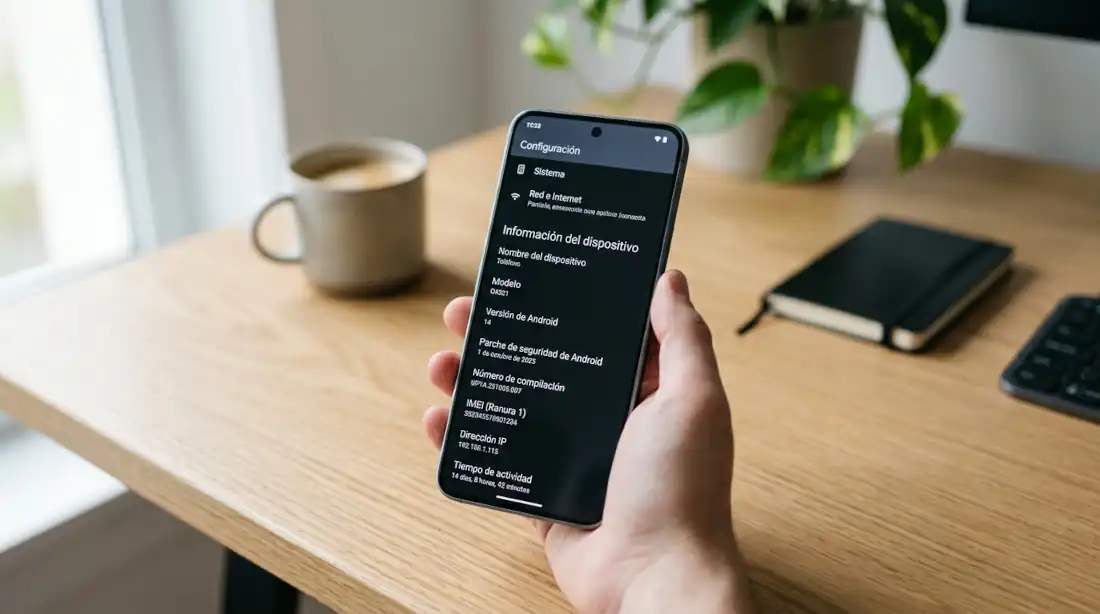 Cómo saber el modelo de mi celular: pantalla de configuración mostrando el modelo