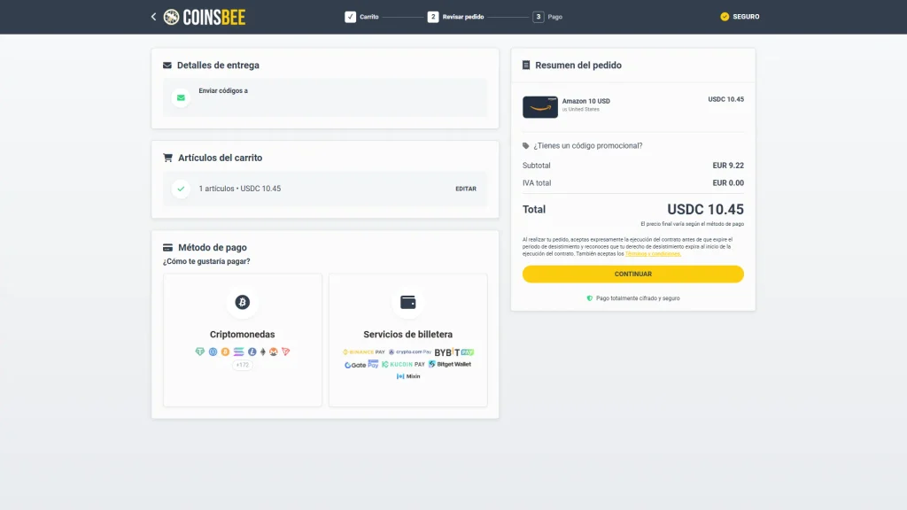 Cómo Comprar Gift Cards de Amazon con Criptomonedas (Paso a Paso) 41 COINSBEE9