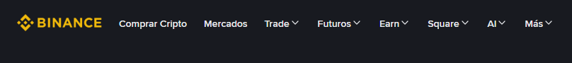 binance menu