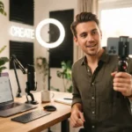 Creador de contenido grabando video para crecer en youtube desde cero