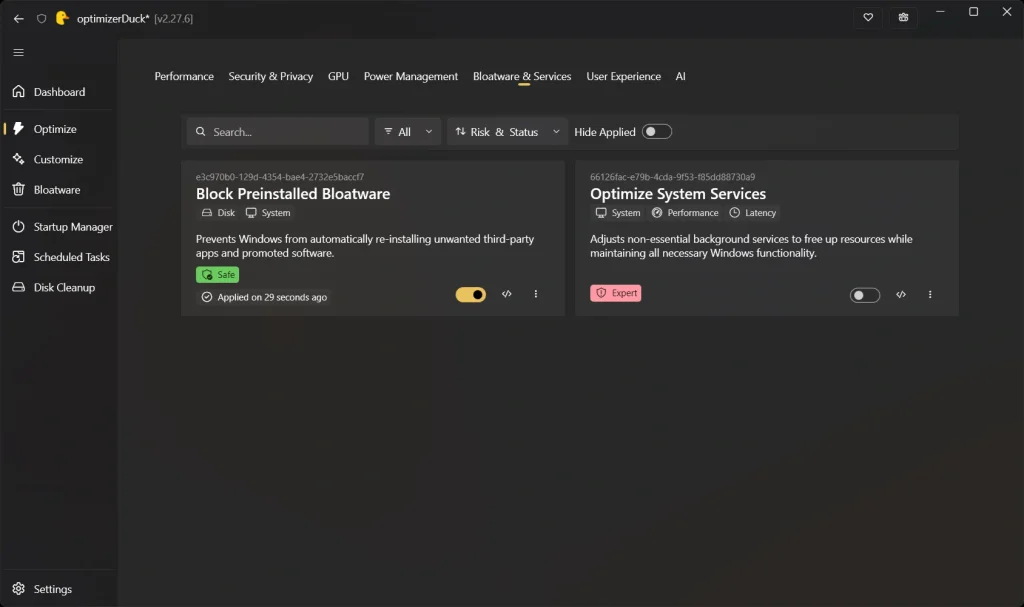 Cómo optimizar Windows para juegos sin gastar dinero con Optimizer Duck 41 optimize 2