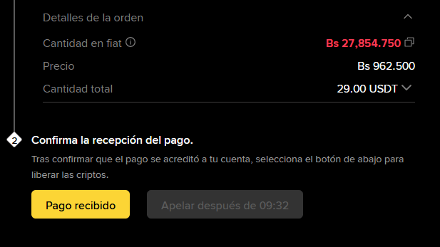 p2p pago recibido