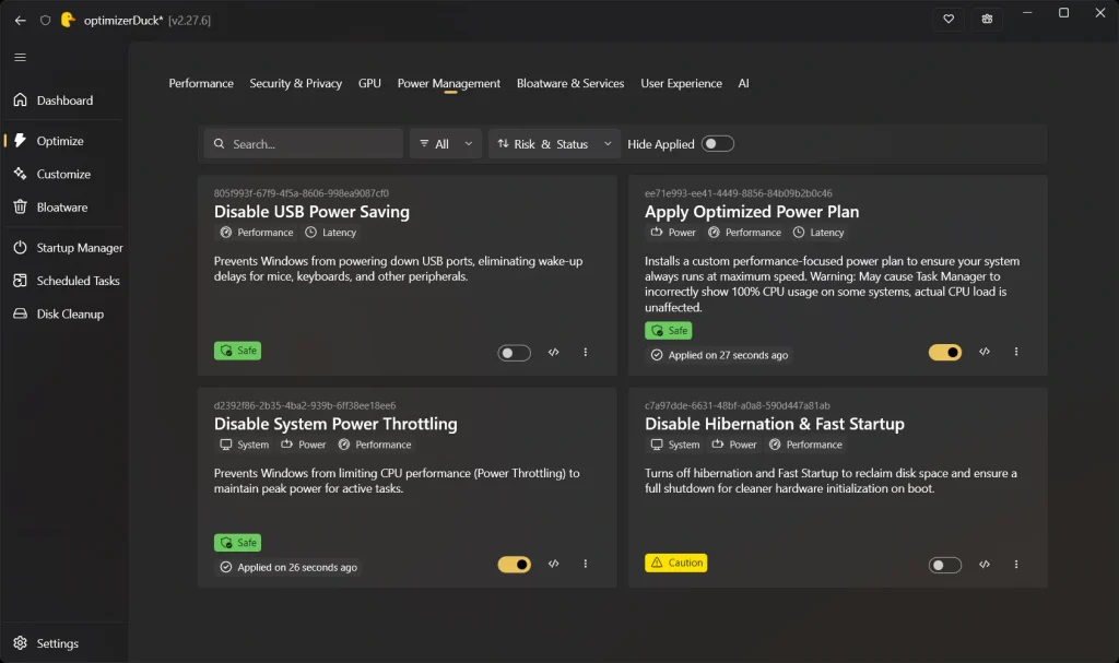 Cómo optimizar Windows para juegos sin gastar dinero con Optimizer Duck 38 power